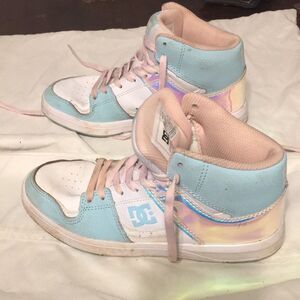 DC Kids' Blue and Pink High-Top Sneakers